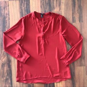 Forever 21 Red Long Sleeve Blouse - Size Small